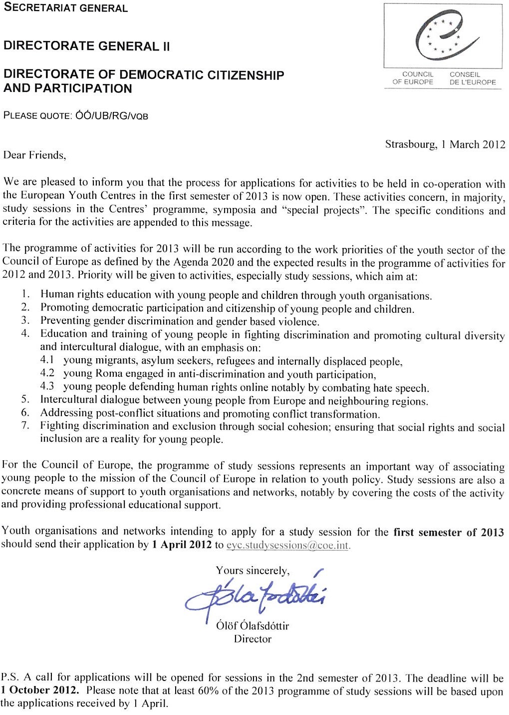 Applications for activities in co-op with the European Youth Centers