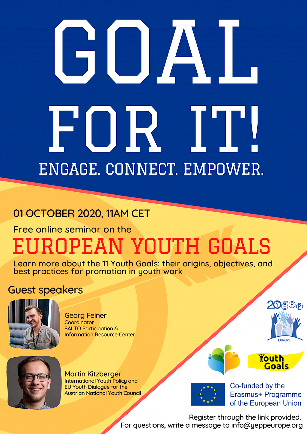 "Goal For It: The European Youth Goals": Δωρεάν διαδικτυακό σεμινάριο - 1/10/2020 και ώρα 11:00 π.μ.